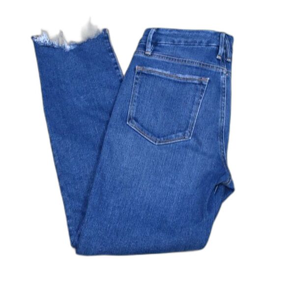 Good American High Rise Cropped Straight Jeans Size 26 Frayed Hem - Picture 3 of 13